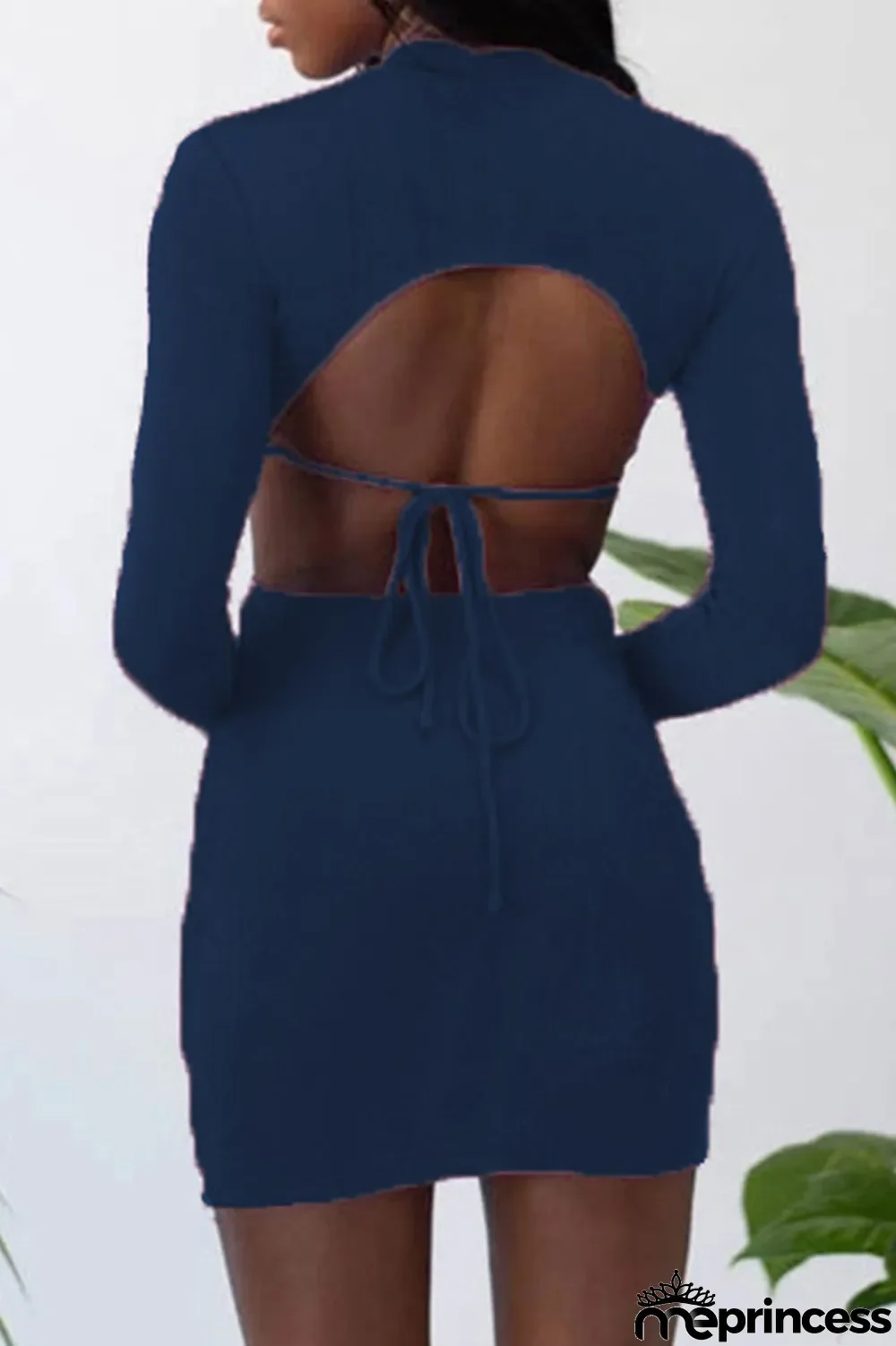 Apricot Fashion Sexy Solid Hollowed Out O Neck One Step Skirt Dresses