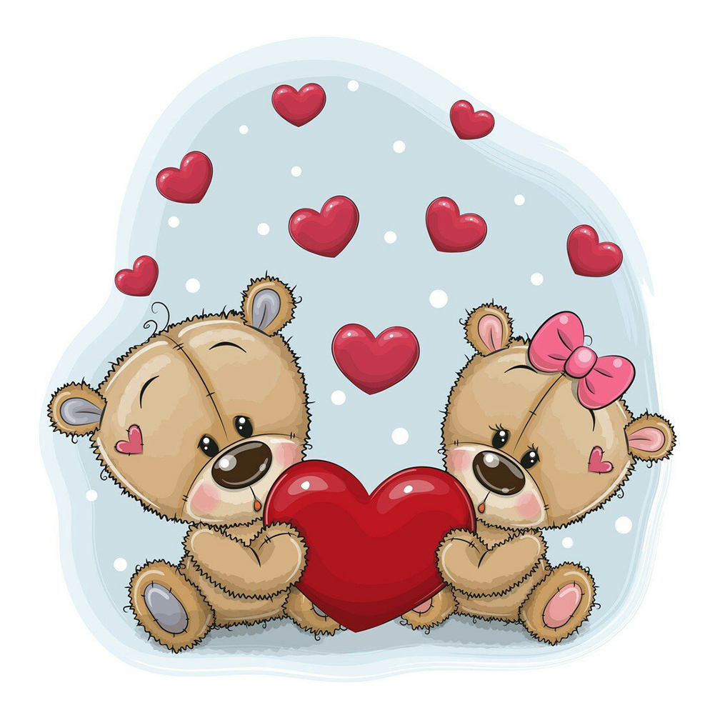 Два медвежонка с сердечком