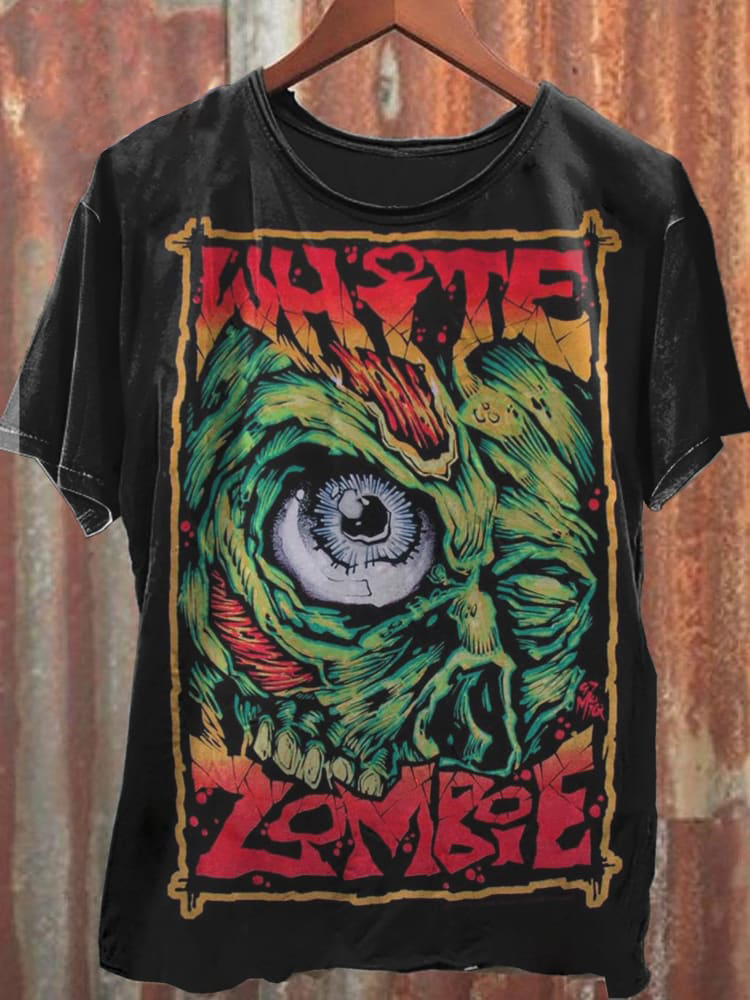 Unisex Vintage White Zombie Print T-Shirt / Rvogue / Rvogue