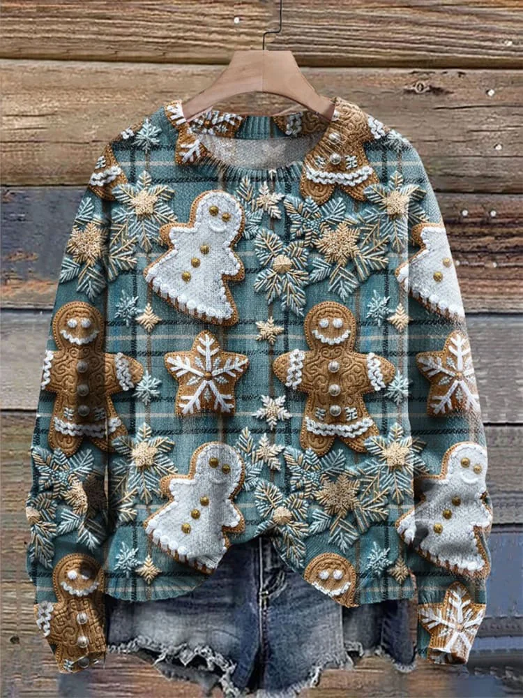 Christmas Print Knitted Pullover Sweater