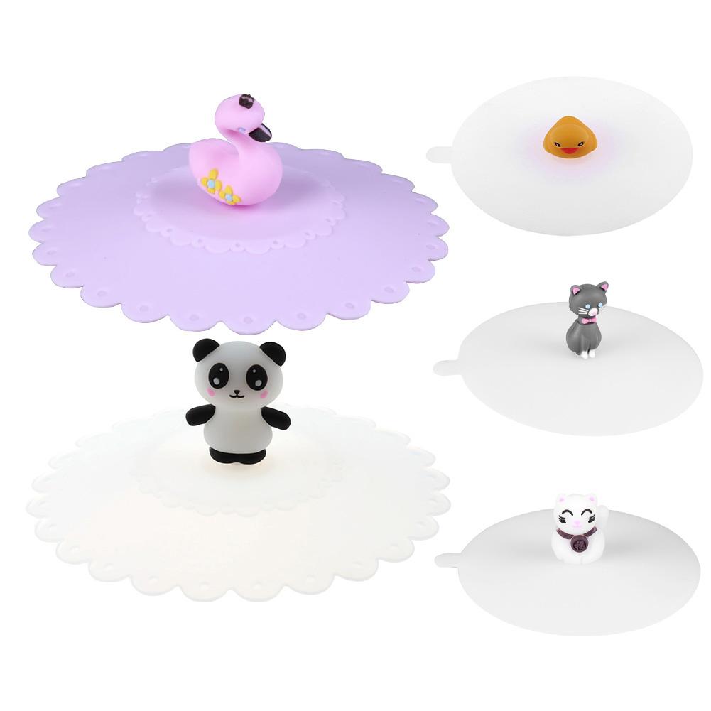 

Silicone Cartoon Cup Cover Creative Anti-Dust Sealing Coffee Lid Caps, Tracy: transparent female panda, 501 Original