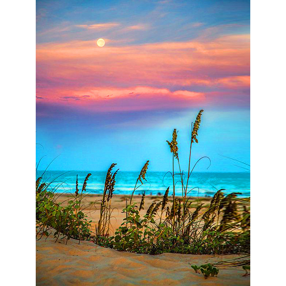 

30*40CM - Round Drill Diamond Painting - Beach Grass, 501 Original
