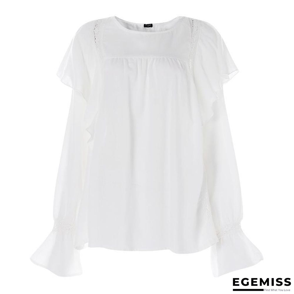 Plus Size White Cotton Tunic Beach Thin Bell Sleeve Casual Loose Oversized Blouse Tops | EGEMISS