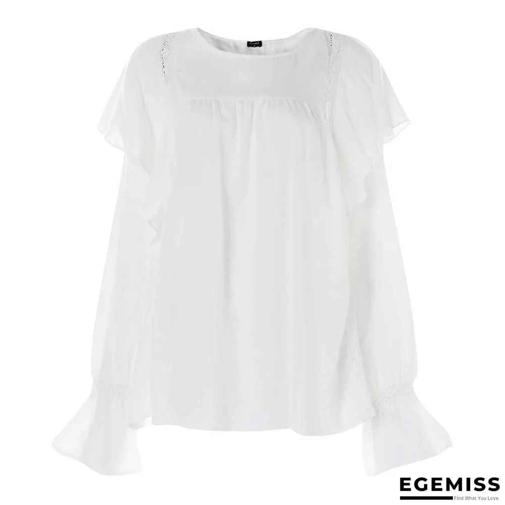 Plus Size White Cotton Tunic Beach Thin Bell Sleeve Casual Loose Oversized Blouse Tops | EGEMISS