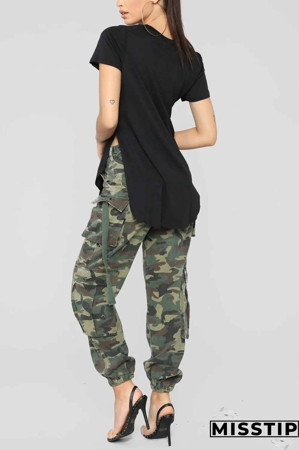 Gray Fashion Casual O Neck Short Sleeve Regular Sleeve Regular Solid Tops