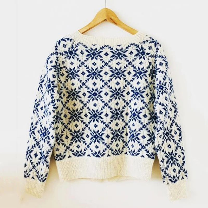 Vintage Knit Icelandic Pattern Women's Sweater
