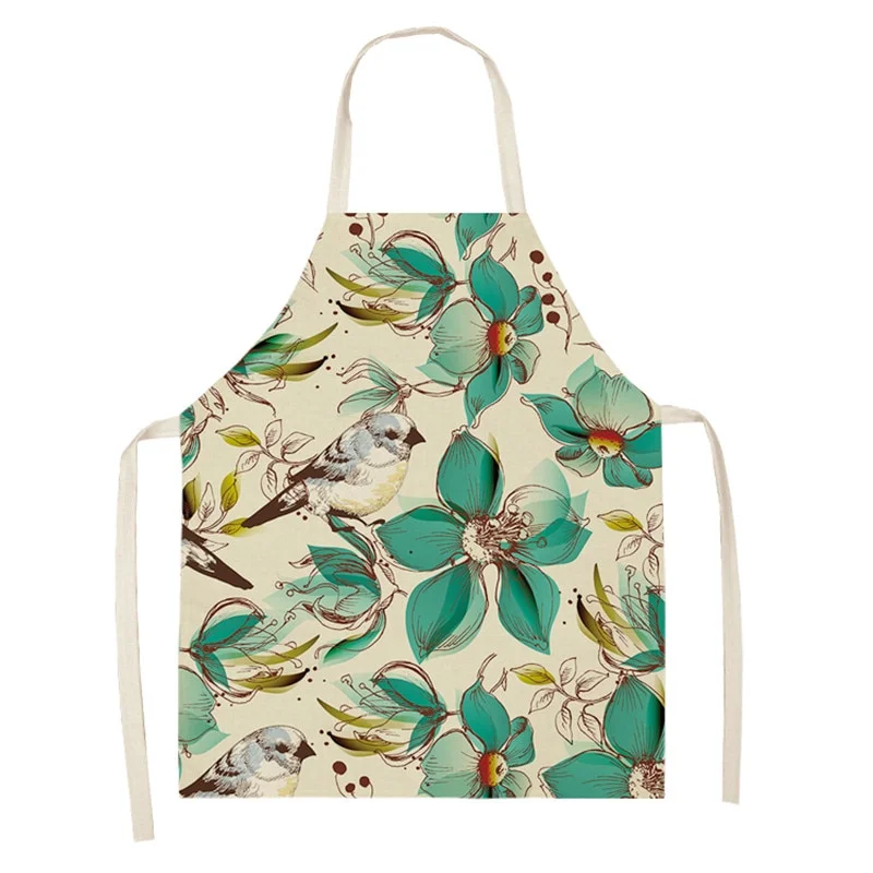 Linen Kitchen Apron - Flowers letclo 