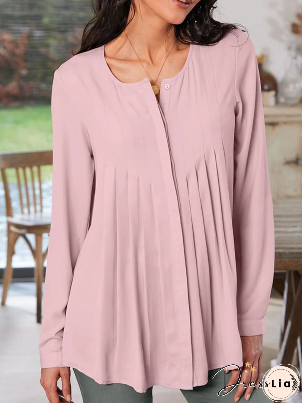 Crew Neck Plain Loose Tops