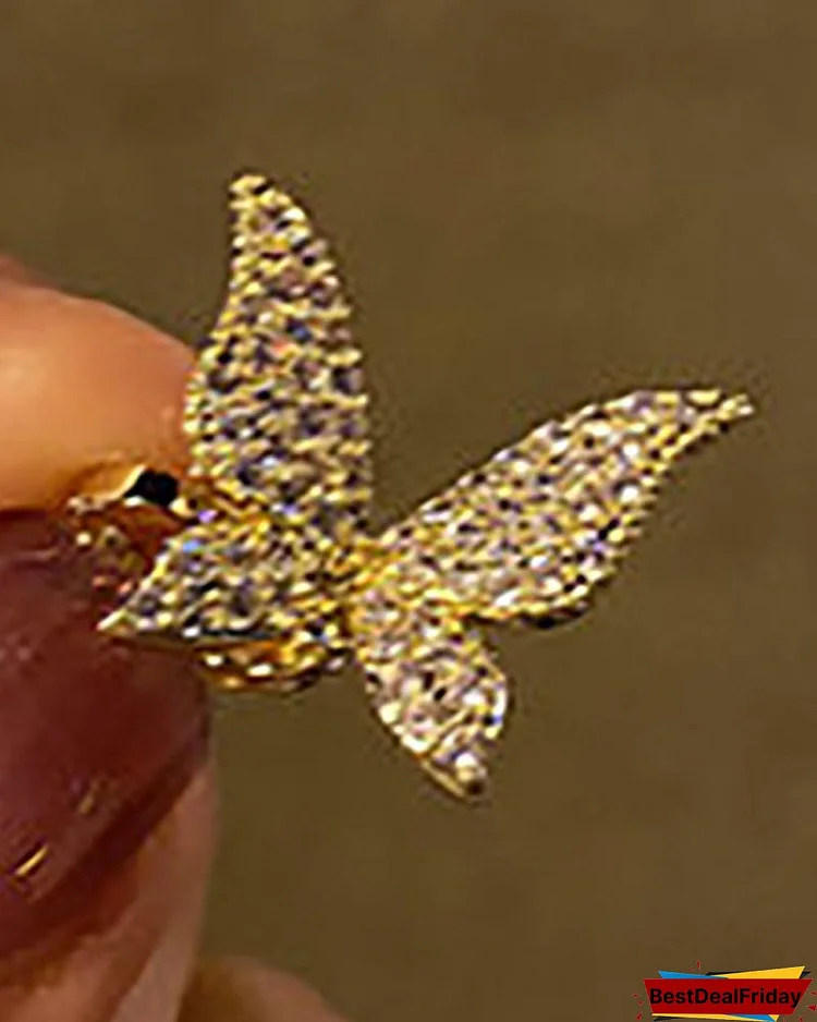 1PCS Studded Decor Butterfly Earrings P4965320180
