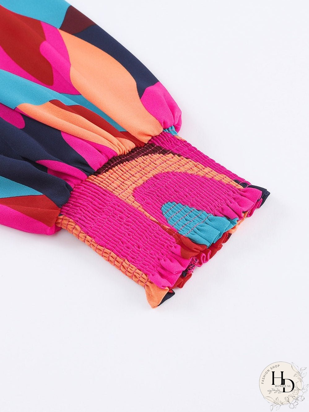 Lapel Print Lace-Up Long Sleeve Dress