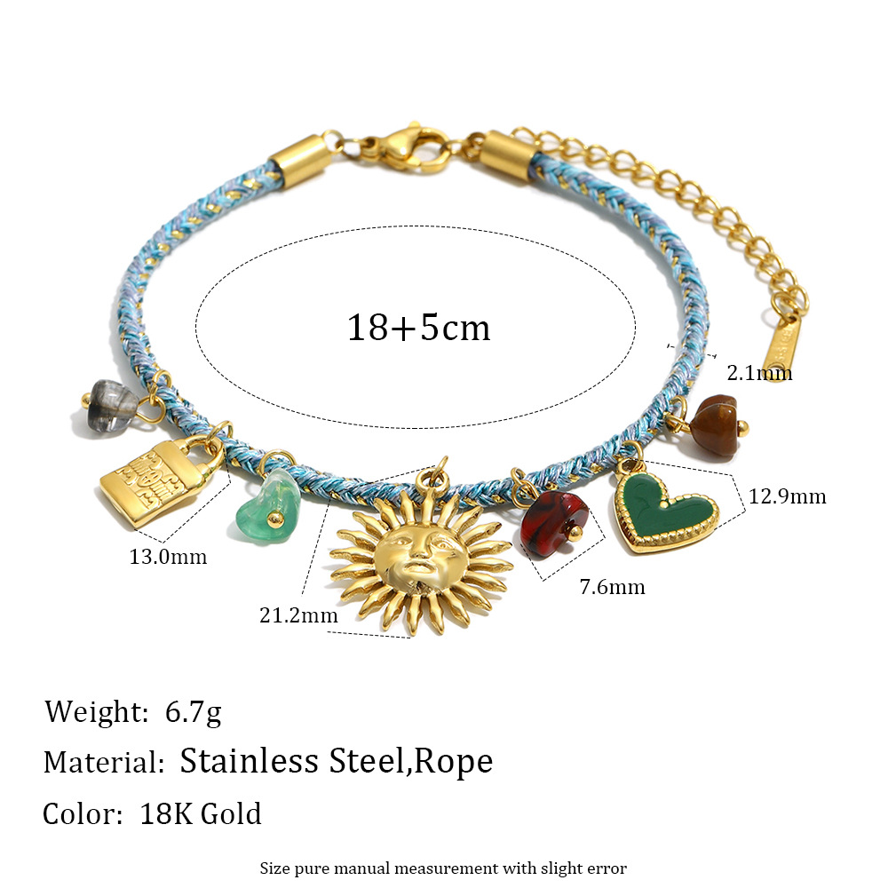 Hot-selling European and American Bohemian style necklace stainless steel 18K plated cord pendant necklace