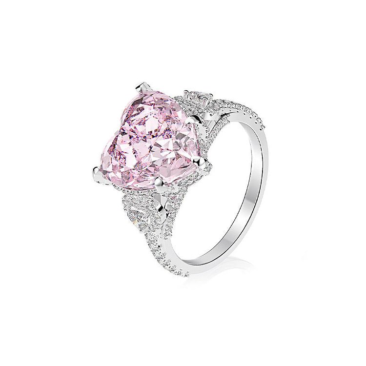 Jolieaprile 925 Silver Pink Zirconia Cocktail Ring