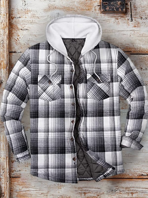 Men's autumn and winter plaid long-sleeved loose jacket