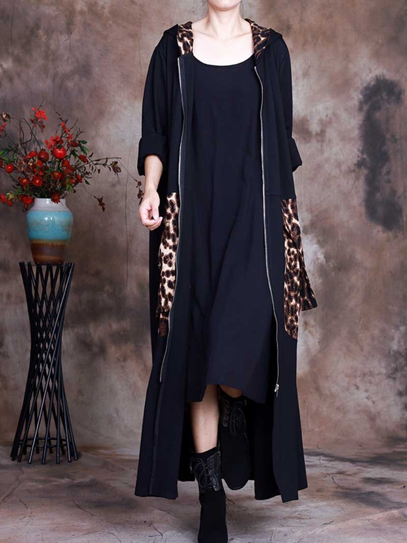Love Ain't Simple Vintage Leopard Print Long Coat