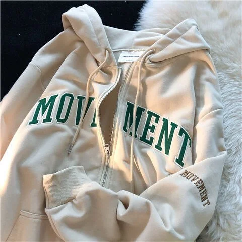 Letter Print New Casual Top Vintage Y2K Simple Women Hoodies Korean Gray Autumn Thin Streetwear College Girls ins Lady gothic