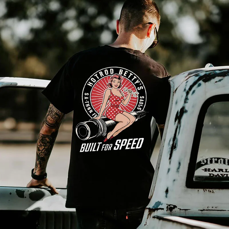 HOTROD BETTY'S BUILT FOR SPEED Sexy Lady Print Men's T-shirt