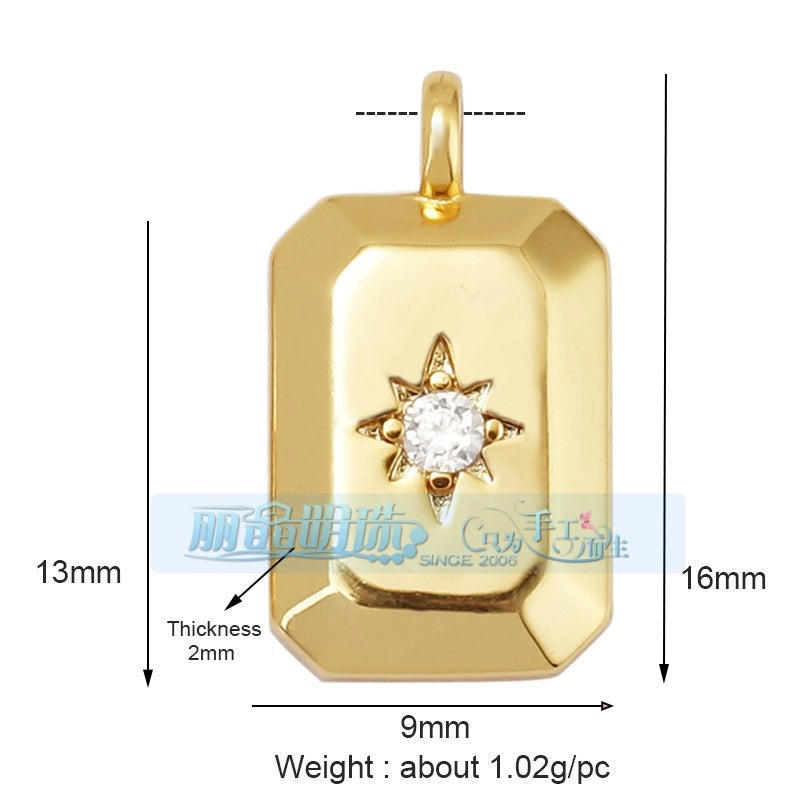 1 Piece 15 * 21mm 18 * 23mm 9*16mm Copper Zircon Sun Star Lightning Pendant Jewelry Accessories