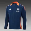 2024/2025 Manchester United Long Zipped Jacket Royal Blue Soccer Jersey 1:1 Thai Quality