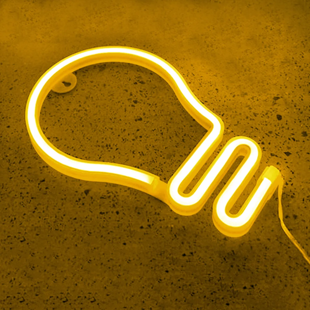 Light Bulb LED Neon Light Neon Sign Hanging Decoration Night Lamp (Warm)