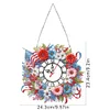 (US Only)2D Flat DIY Wreath 5D Hanging Clock Art Craft for Living Room Decoration