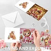 6PCS DIY Diamond Art Greeting Cards Xmas Gingerbread Man Congratulations Cards