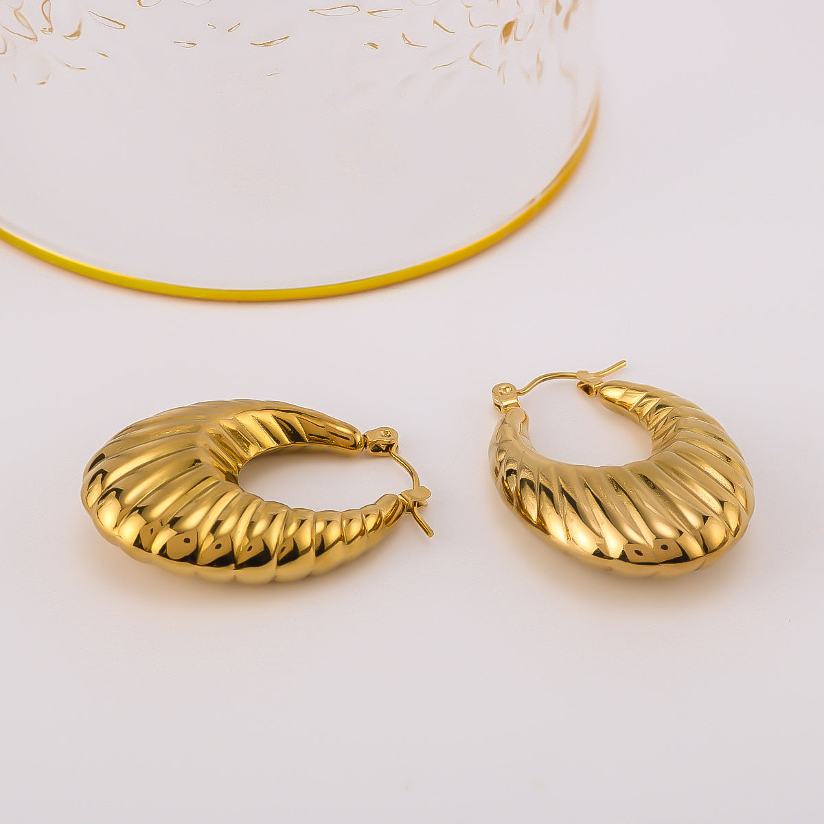 IG Style Circle Ellipse Droplet U-Shape Stainless Steel Electroplating Earrings