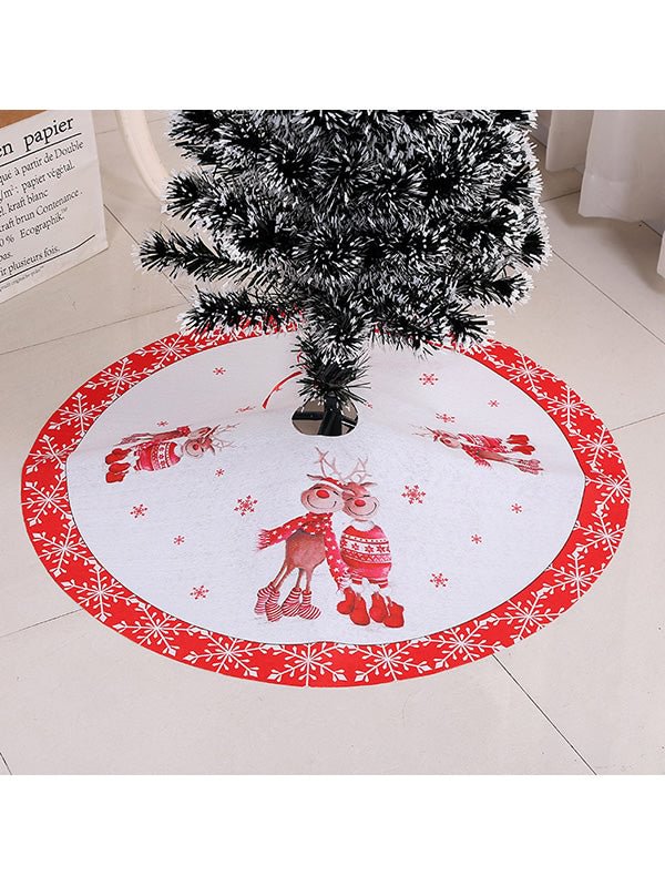 Couple Reindeer Snowflake Christmas Tree Skirt-elleschic