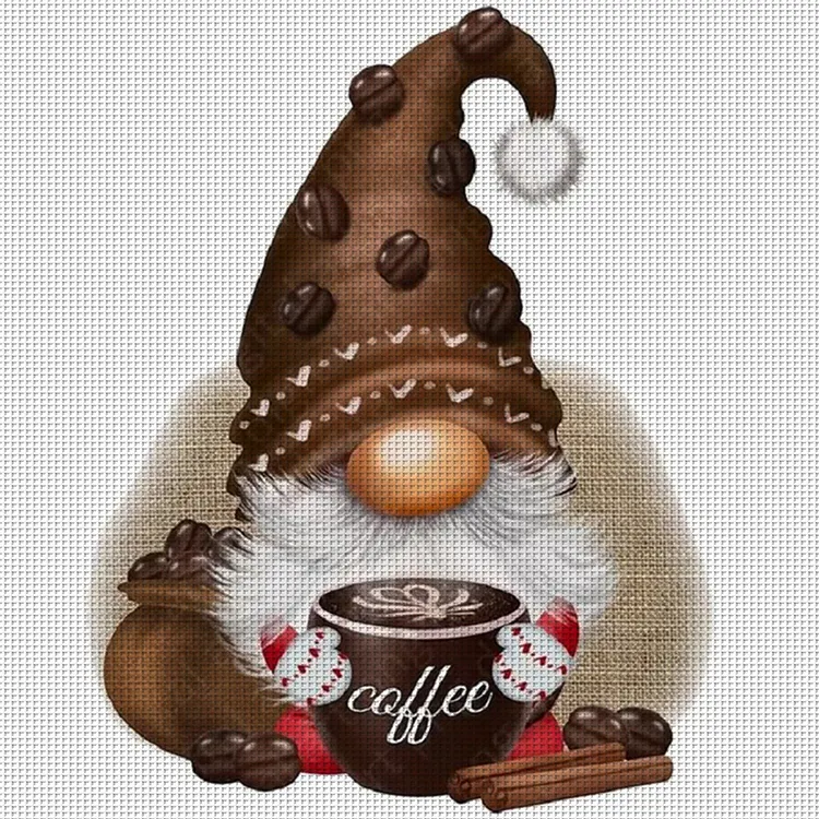 Coffee Gnome 11CT Stamped Cross Stitch 40*40CM