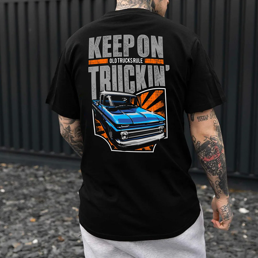 KEEP ON TRUCKIN Classic Car Print Men's T-shirt