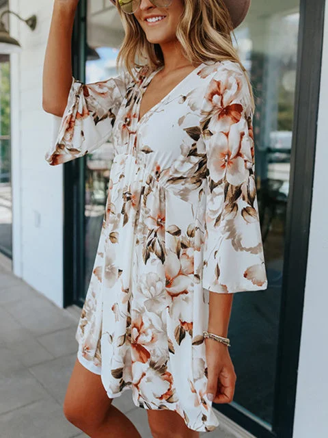 V-neck Floral Dress