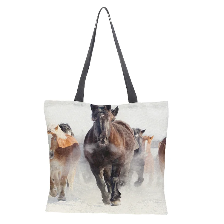 Linen Eco-friendly Tote Bag - Horse