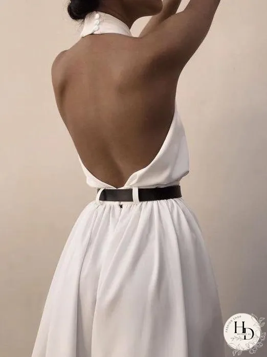 Backless Halterneck Wide Leg Jumpsuit for Women