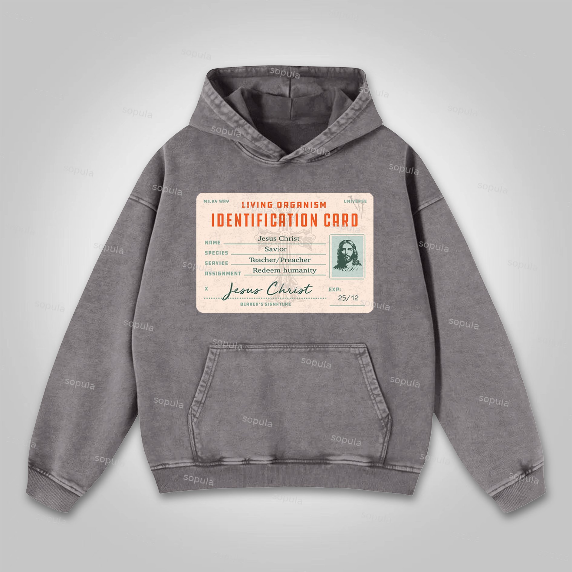 Sopula Jesus Passport Graphic Washed Hoodie - SOPULA