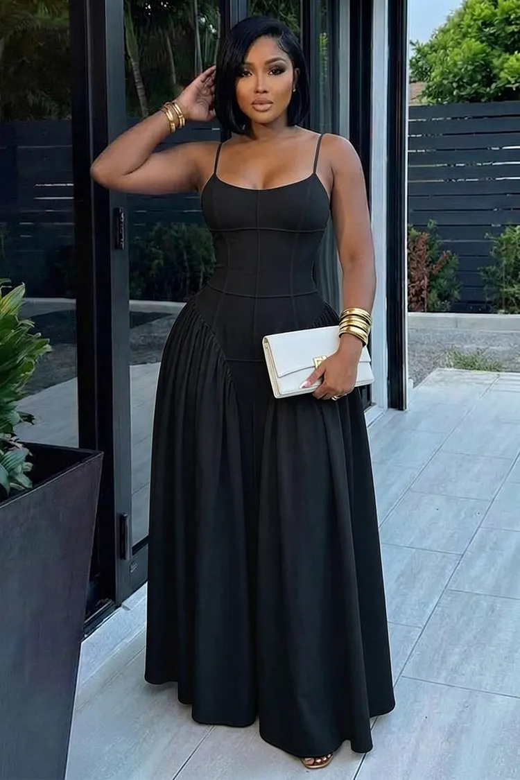 straight maxi dress Straight sleeveless maxi dress :: LICHI