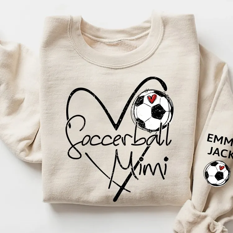 Personalized Soccer Mimi SweatShirt, Soccer Ball Heart Design with Kids Names