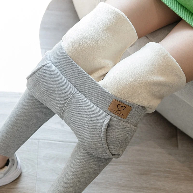 Pregant Cold-Resistant Leggings Women Fashion Casual Lamb Cashmere Leggins Mujer Pockets Plus Velvet Thickening Legging