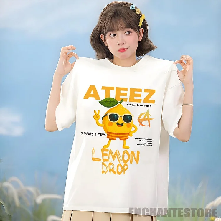 Ateez Golden Hour Part. 3 Lemon Drop Cute Cartoon T-Shirt