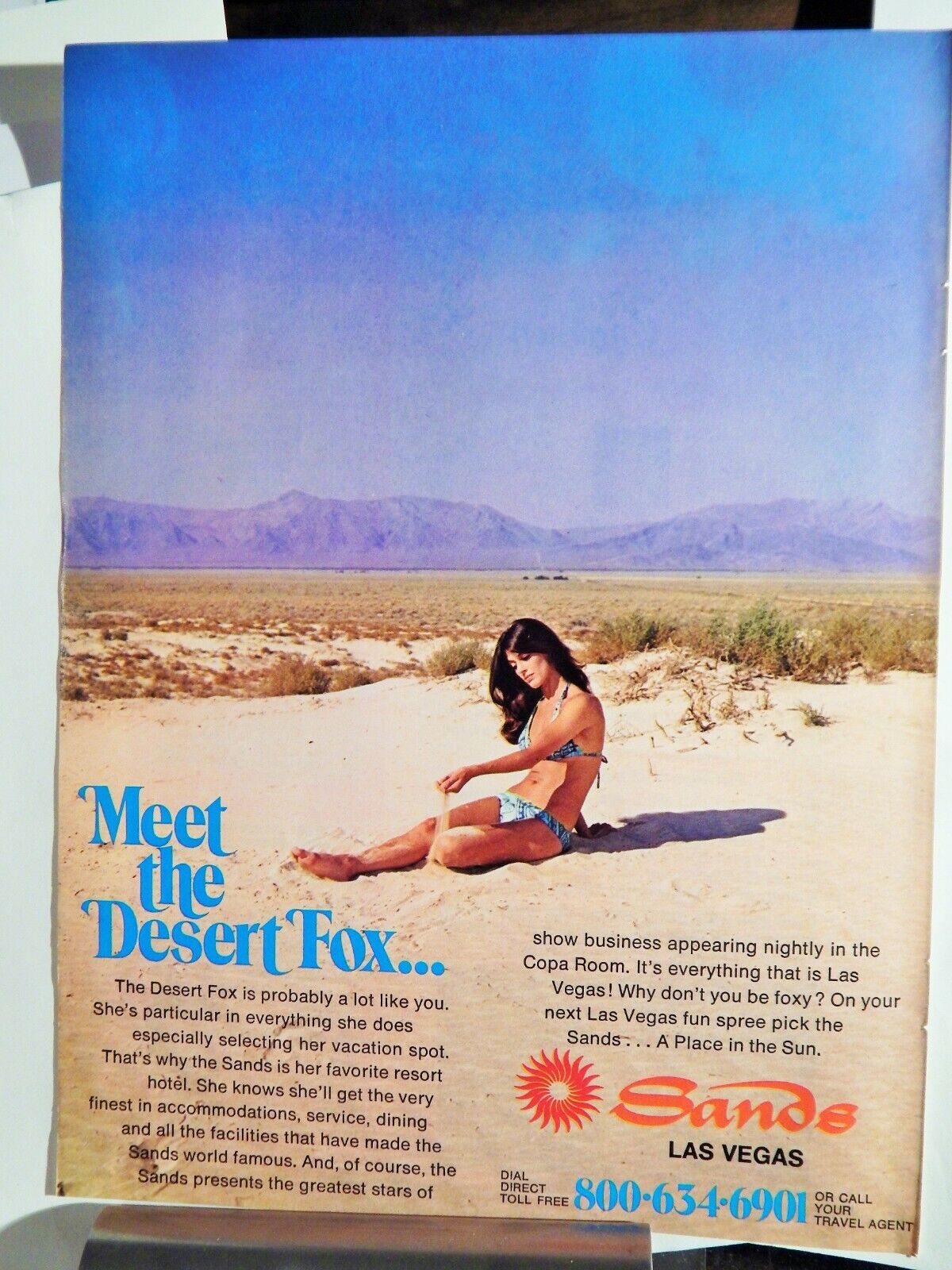 SANDS LAS VEGAS / LOVEFIRE FAUX DIAMOND VTG 1973 Photo Poster painting AD, SOUGHT EPHEMERA