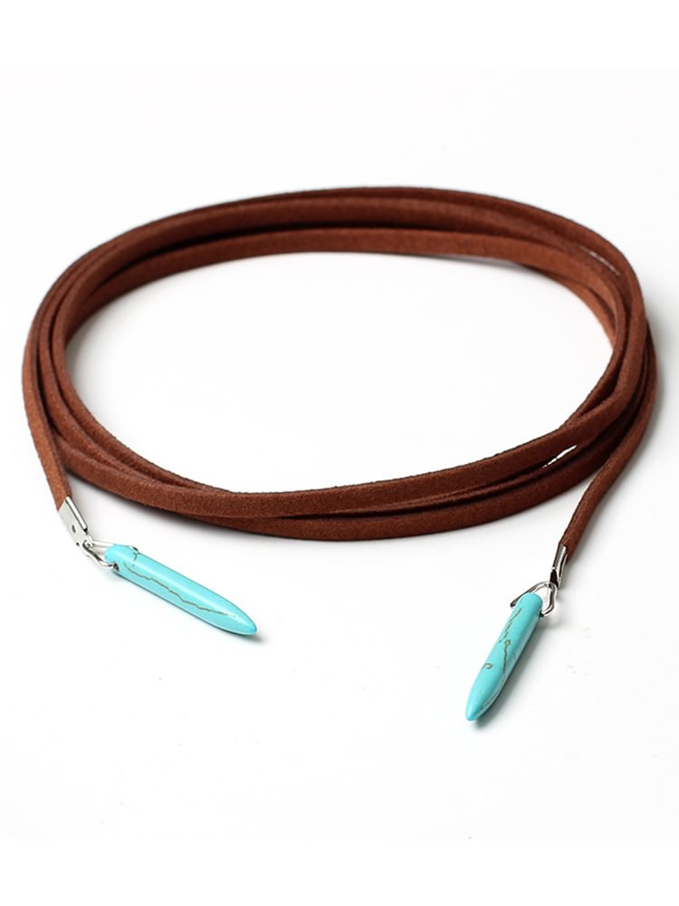 Comstylish Western Turquoise Pendant Leather Necklace