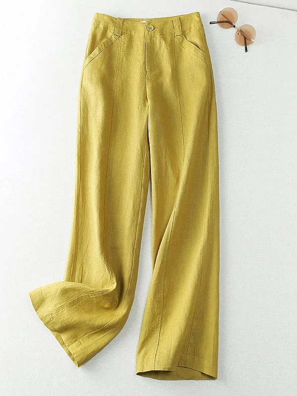 100% Linen Loose Thin Straight-Leg All-Match Casual Pants