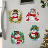 6Pcs Diamond Painting Acrylic Christmas Snowman Fridge Stickers