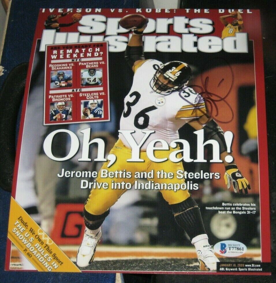 JEROME BETTIS PITTSBURGH STEELERS SIGNED AUTOGRAPHED SPORTS ILLUSTRATED 8X10 BAS