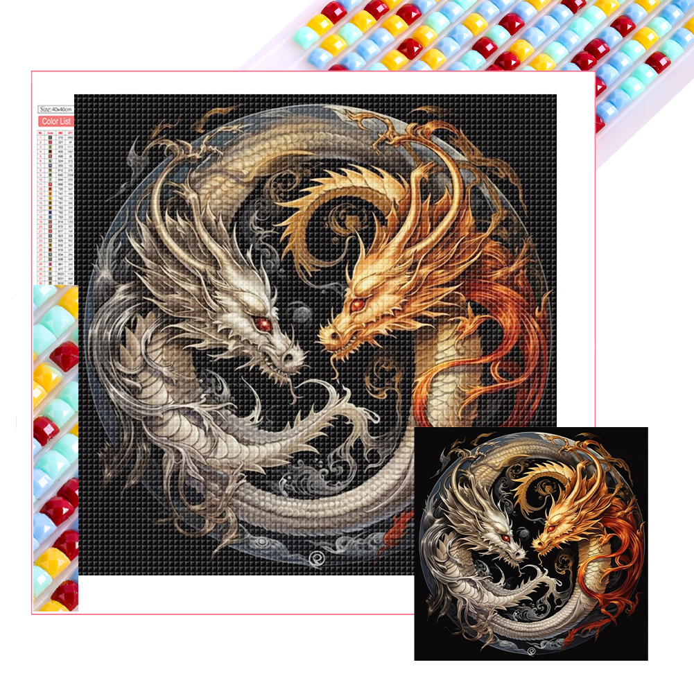 Yin Yang Dragon 40*40cm(picture) full square drill diamond painting