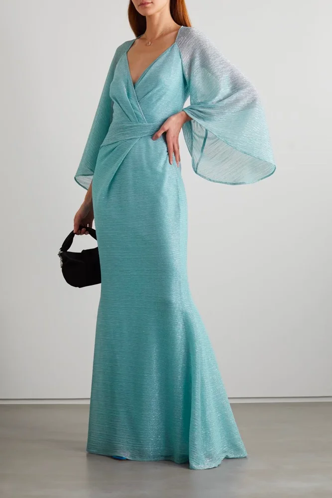 Metallic Ombre Pleated Knit Gown