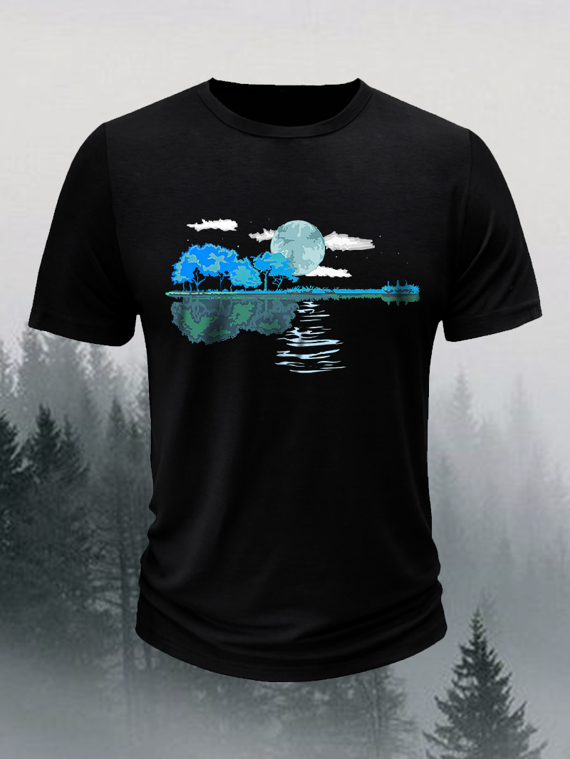 Men's Outdoor Music Guitar Forest Short-Sleeved Shirt