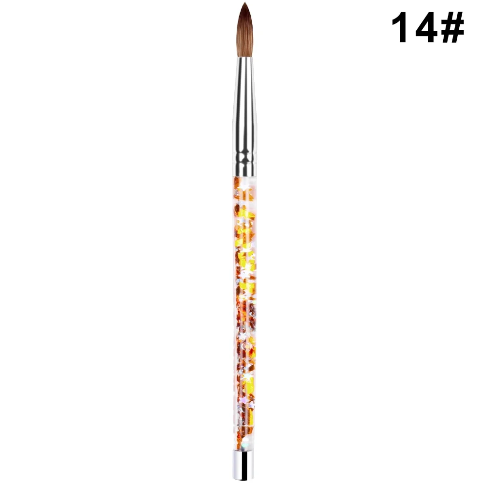 1PC Crystal Acrylic Nail Art Brush No 8/10/12/14 UV Gel Carving Pen Brush Liquid Powder DIY Nail Drawing Liquid Glitter Handle-Nail Inspo