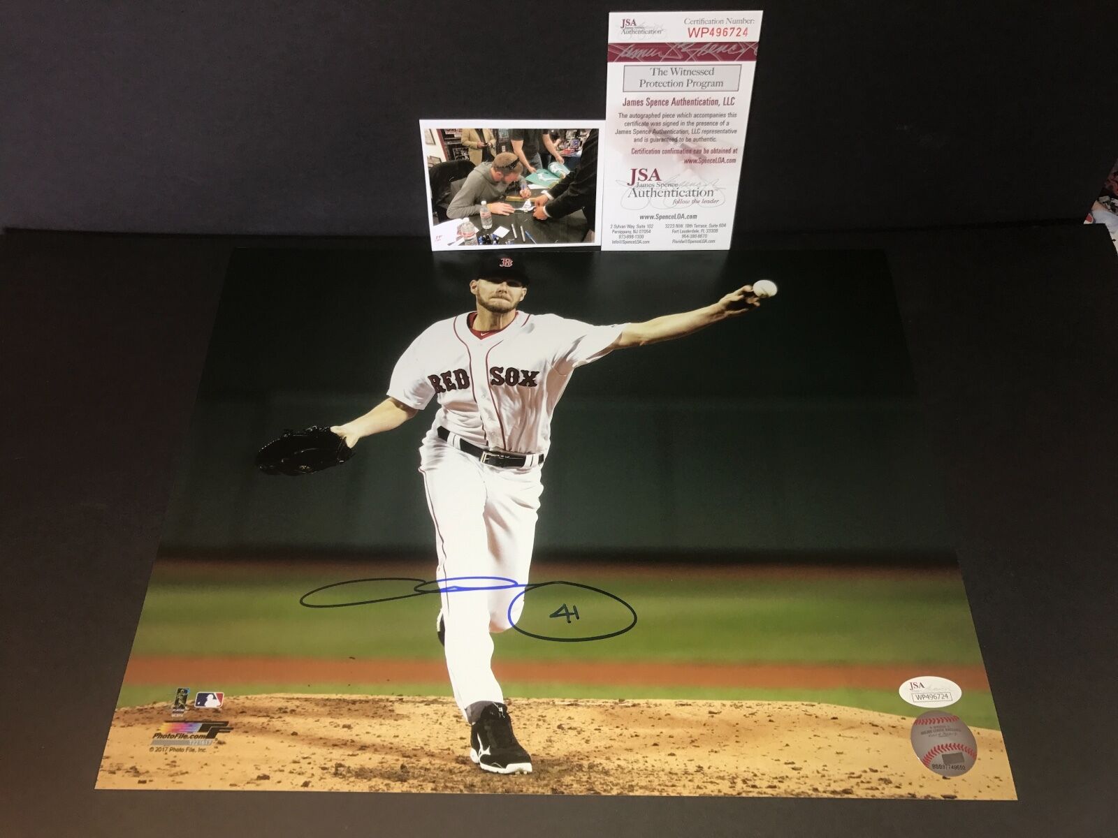 Chris Sale Boston Red Sox Autographed Signed 11x14 Photo Poster painting JSA WITNESS COA 1