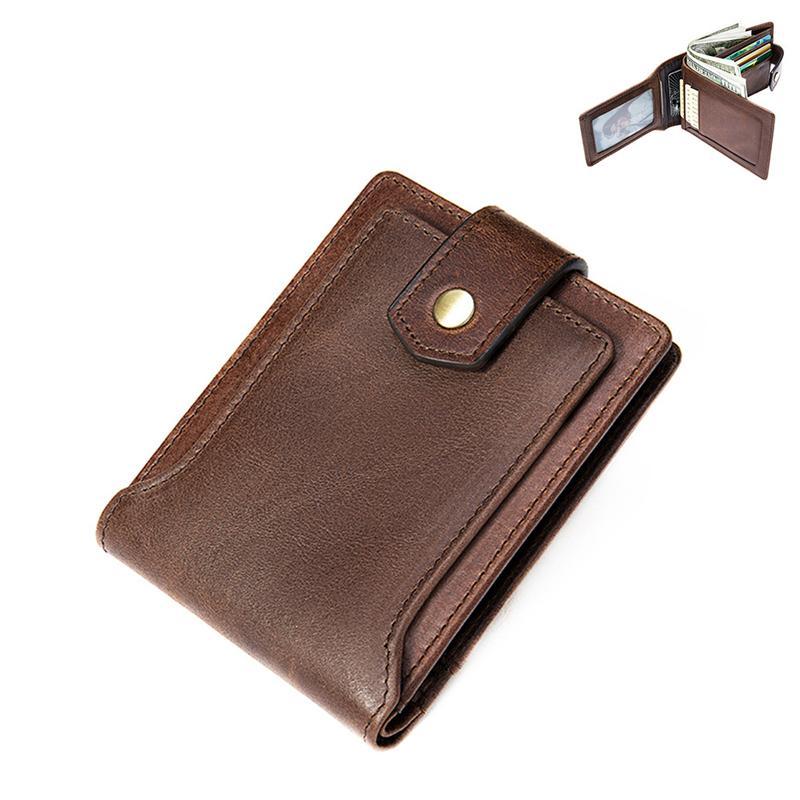 Anti-Scan Genuine Leather Currency Pocket Slip Pocket Coin Slot Lightweight Wallet