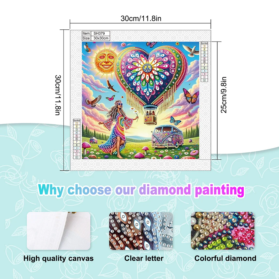 Diamond Painting - Partial Special Shaped Drill - Love and Peace(Canvas|30x30cm)