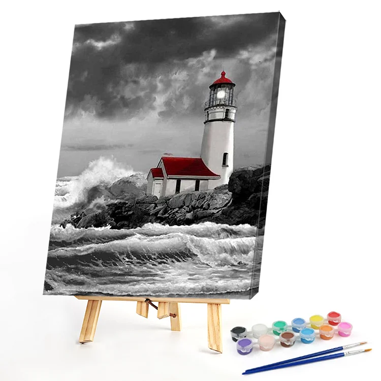 Oil Paint By Numbers - Seaside Lighthouse - 40*50CM